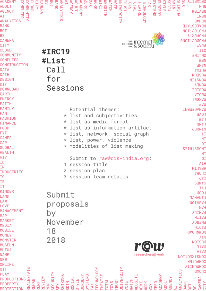 Internet Researchers' Conference 2019 (IRC19): List - Call for Sessions