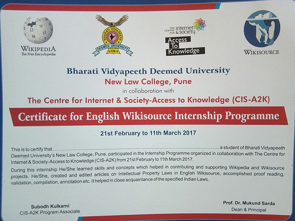 Wikisource Certificate