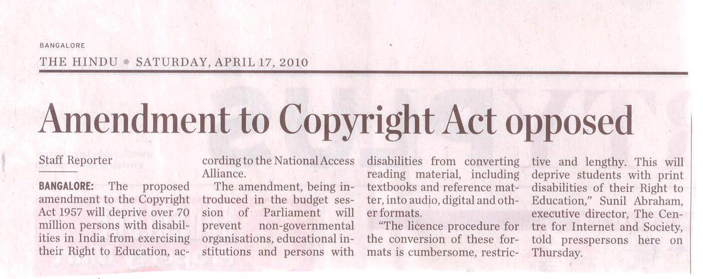 Amendment to Copyright Act opposed